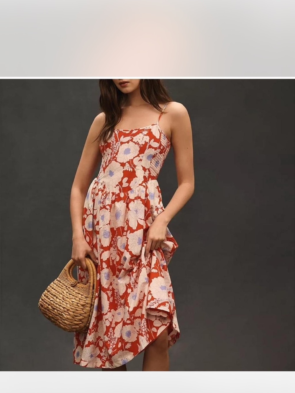 Maeve by Anthropologie beautiful Floral Spaghetti-Strap Midi Dress